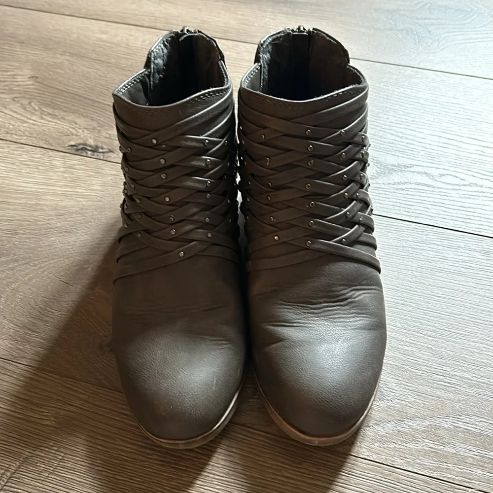 Gray ankle boots